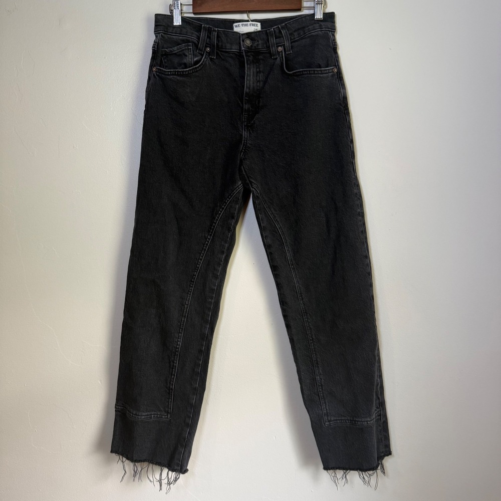 We The Free Makai Relaxed Straight Raw Hem Jeans Size 29 Washed Black